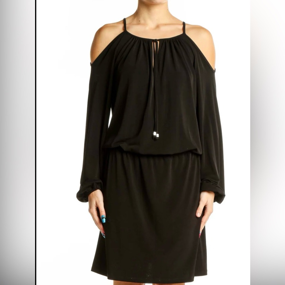 MICHAEL Michael Kors Black Cold-Shoulder Dress